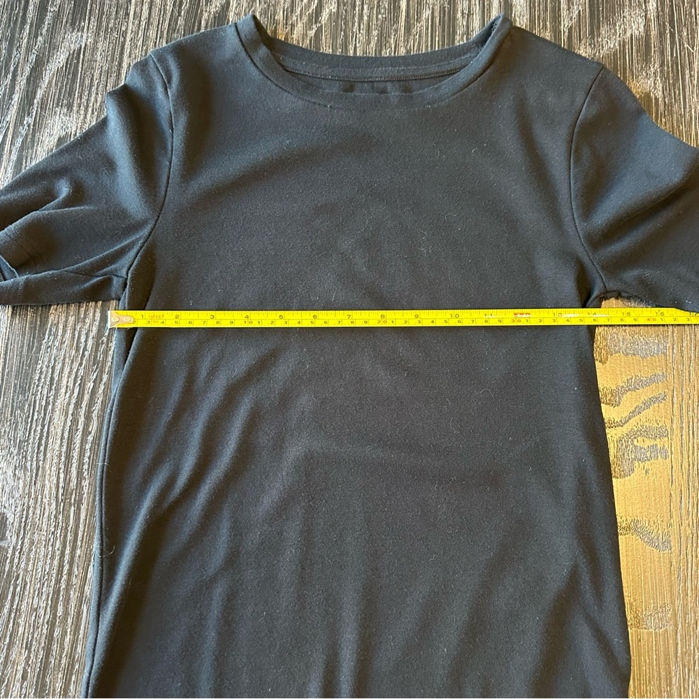 GAP Black 1/3 Sleeve Basic Stretch Soft High Neck Modern Tshirt Top, M - Picture 5 of 5